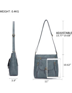 Bolso Cruzado KL928 de PU para Mujeres - Azul Pavo Real 2