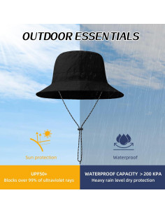 Sombrero de Cubo Impermeable Durio para Mujer UPF 50+ Ajustable 2