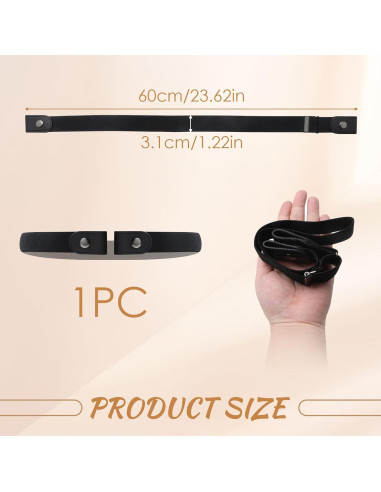 Paquete de 2 Cinturones Elásticos Sin Hebilla Ajustables Negro