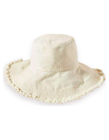 Sombrero de Cubo Beige para Mujeres Algodón UPF 50+ Plegable