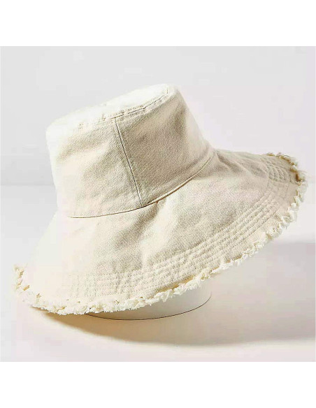 Sombrero de Cubo Beige para Mujeres Algodón UPF 50+ Plegable