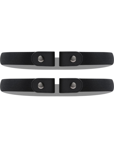 Paquete de 2 Cinturones Elásticos Sin Hebilla Ajustables Negro