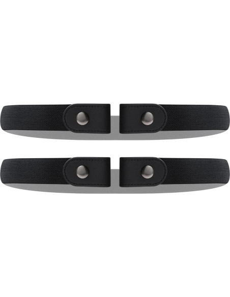 Paquete de 2 Cinturones Elásticos Sin Hebilla Ajustables Negro