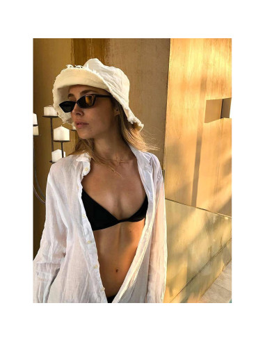 Sombrero de Cubo Beige para Mujeres Algodón UPF 50+ Plegable