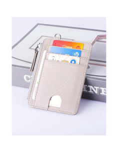 Billetera delgada Teskyer RFID beige 9 compartimentos 0.2cm 2