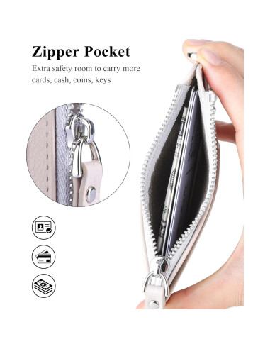 Billetera delgada Teskyer RFID beige 9 compartimentos 0.2cm