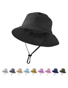 Sombrero de Cubo Ajustable Unisex UPF 50+ Negro