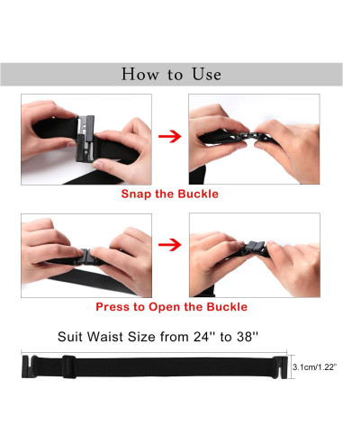 Cinturón Invisible Suosdey para Mujer, Elástico Ajustable 61-96.5 cm