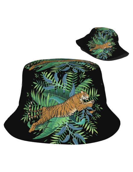 Sombrero de Cubo Plegable para Mujeres - Hojas de Tigre