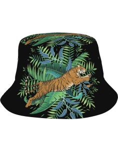 Sombrero de Cubo Plegable para Mujeres - Hojas de Tigre 2