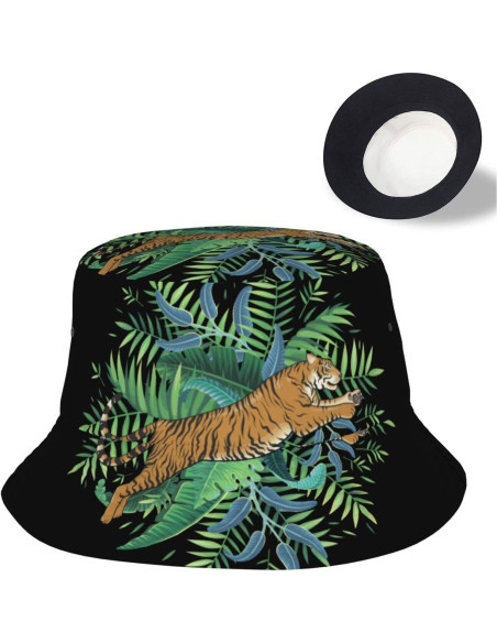 Sombrero de Cubo Plegable para Mujeres - Hojas de Tigre
