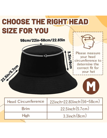 4 Sombreros de Cubo Algodón Unisex Protección Solar Negro