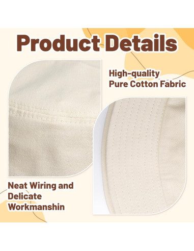 4 Sombreros de Cubo Algodón Unisex Protección Solar Negro