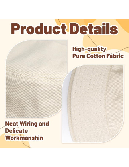 4 Sombreros de Cubo Algodón Unisex Protección Solar Negro