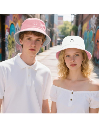 Sombrero de Cubo Reversible Durio Smiley para Hombre y Mujer