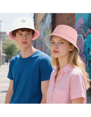 Sombrero de Cubo Reversible Durio Smiley para Hombre y Mujer