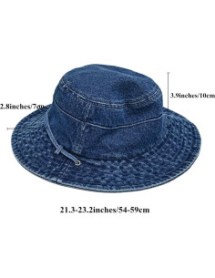 Sombrero de Cubo Plegable Algodón Denim Azul Oscuro UV50 2