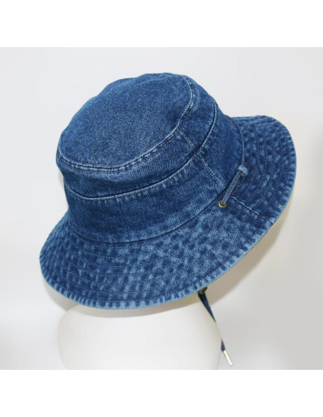 Sombrero de Cubo Plegable Algodón Denim Azul Oscuro UV50