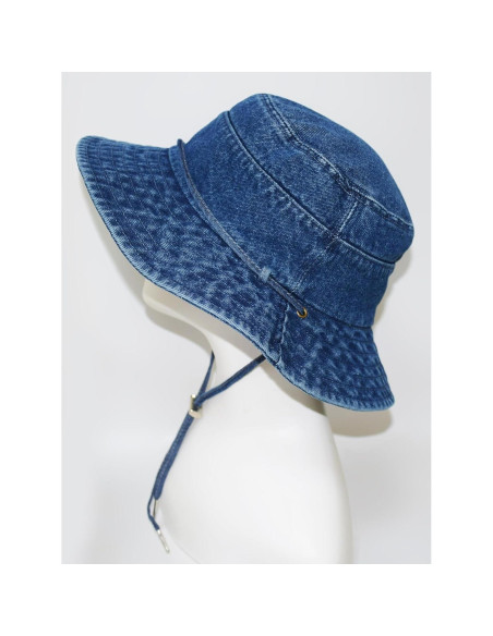 Sombrero de Cubo Plegable Algodón Denim Azul Oscuro UV50