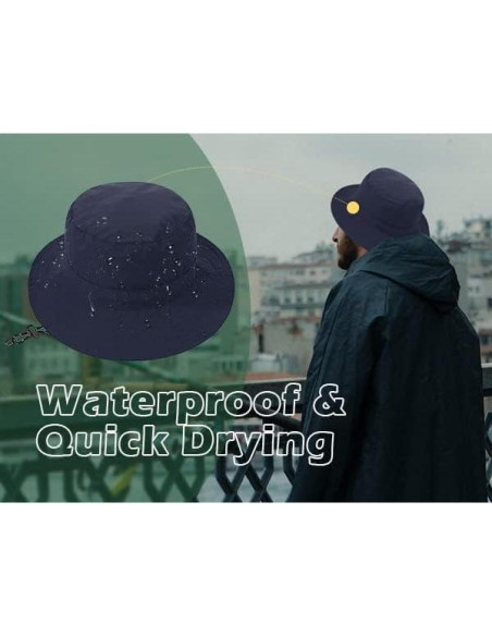 Sombrero de Cubo Impermeable Zando Unisex UPF 50+ Negro