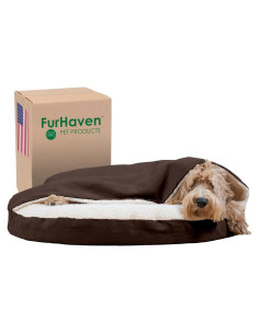 Cama Ortopédica Redonda para Perros Furhaven 89x89 cm Espresso