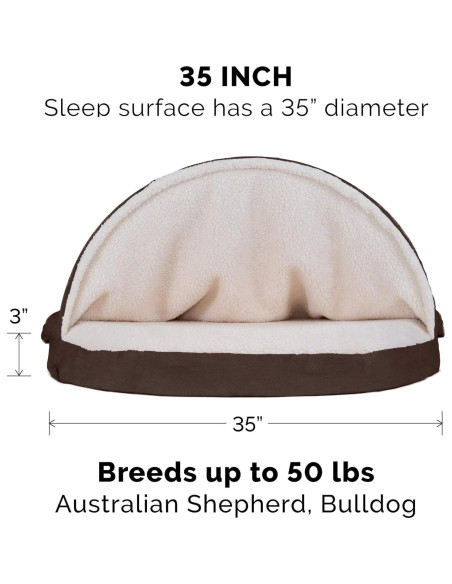 Cama Ortopédica Redonda para Perros Furhaven 89x89 cm Espresso