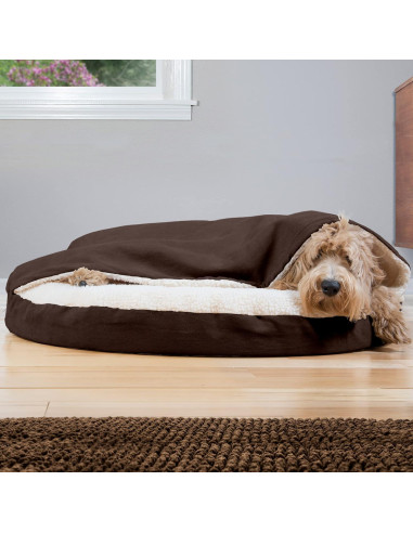 Cama Ortopédica Redonda para Perros Furhaven 89x89 cm Espresso