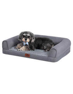 Cama ortopédica para perros Hollypet M - Espuma, impermeable, gris