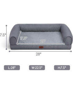 Cama ortopédica para perros Hollypet M - Espuma, impermeable, gris 2