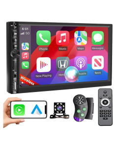 Estéreo Doble Din Inalámbrico Emeito 7" con CarPlay y Android Auto