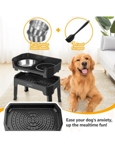 Cuencos Elevados para Perros OIYEEFO 2x53oz Acero Inoxidable Negro 2