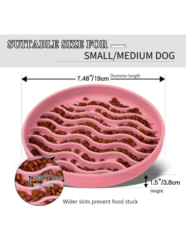 Cuenco de Silicona Antideslizante para Perros PJDH Rosa 19cm