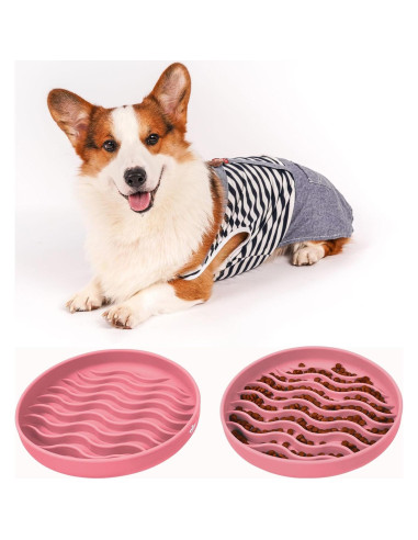 Cuenco de Silicona Antideslizante para Perros PJDH Rosa 19cm