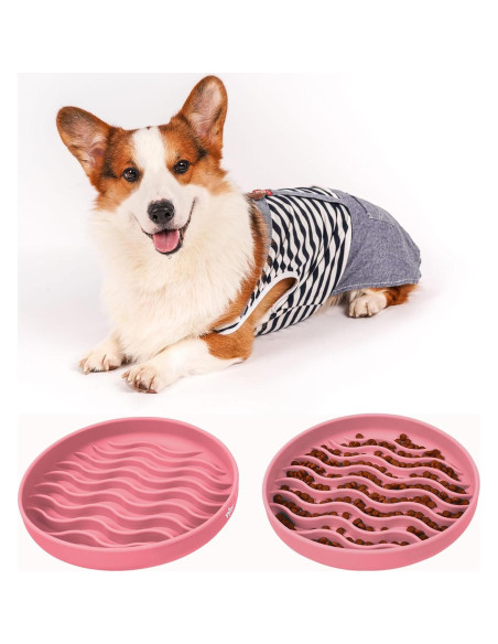 Cuenco de Silicona Antideslizante para Perros PJDH Rosa 19cm
