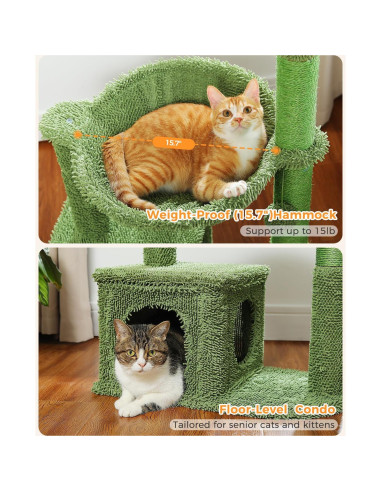 Árbol para Gatos MUTTROS Cactus 101.6 cm con Hamaca y Rascador