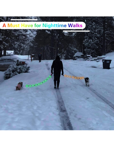 Correa LED Recargable Yacig 1.83m para Perros - 7 Colores