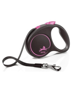 Correa retráctil Flexi negra pequeña 5m para perros hasta 15kg