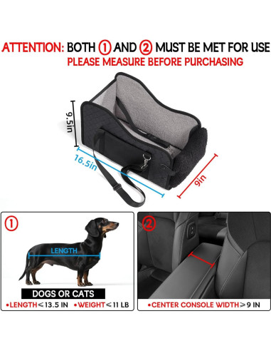 Asiento de perro para consola central TKYZ cuero negro 22.8x24.1cm