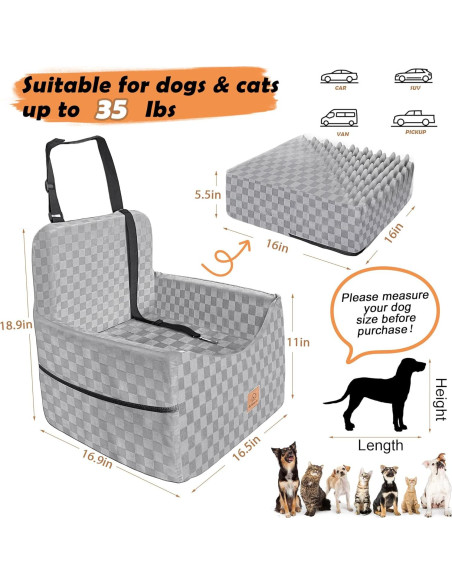 Asiento de Coche Elevador para Perros Zuffeloria Gris hasta 15.88 kg