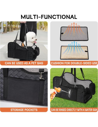 Asiento de perro para consola central TKYZ cuero negro 22.8x24.1cm