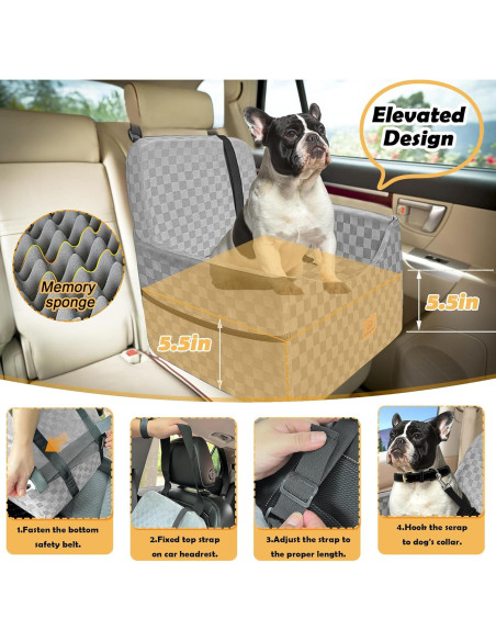 Asiento de Coche Elevador para Perros Zuffeloria Gris hasta 15.88 kg