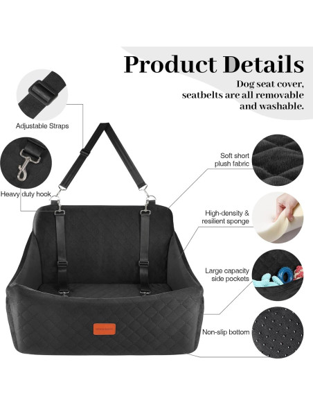 Asiento de Coche para Perros Wooaidagg Grande Negro 25kg