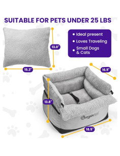 Asiento de Coche para Perros BurgeonNest Gris 47x43x35cm 2