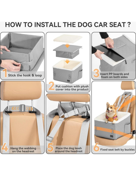 Asiento de Coche Elevador para Perros PETSFIT 49x40x34cm Gris