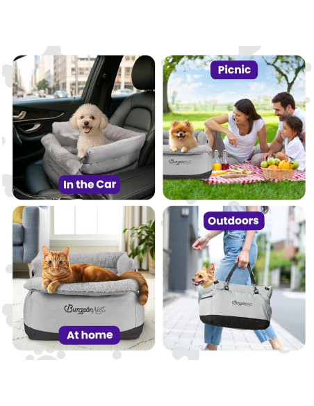 Asiento de Coche para Perros BurgeonNest Gris 47x43x35cm
