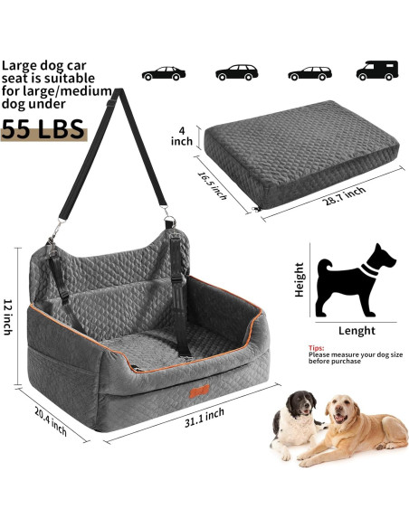Asiento Elevador para Perros EUHAMS - Espuma Viscoelástica 79x51cm