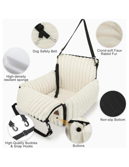 Asiento de Coche para Perros MIXJOY 6-en-1 Beige hasta 11.34 kg