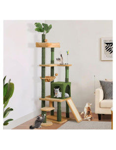 Árbol para Gatos YITAHOME 185 cm con Cepillo y Cesta Acogedora