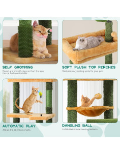 Árbol para Gatos YITAHOME 185 cm con Cepillo y Cesta Acogedora 2
