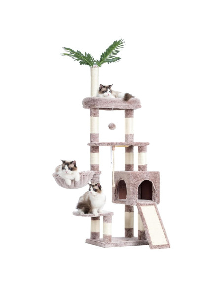 Árbol para Gatos Heybly HCT015, Torre 165.9 cm con Cueva y Rascadores